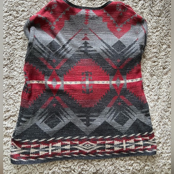 Denim Supply Vintage Red Grey Native American Pullover Sweater - Picture 3 of 3